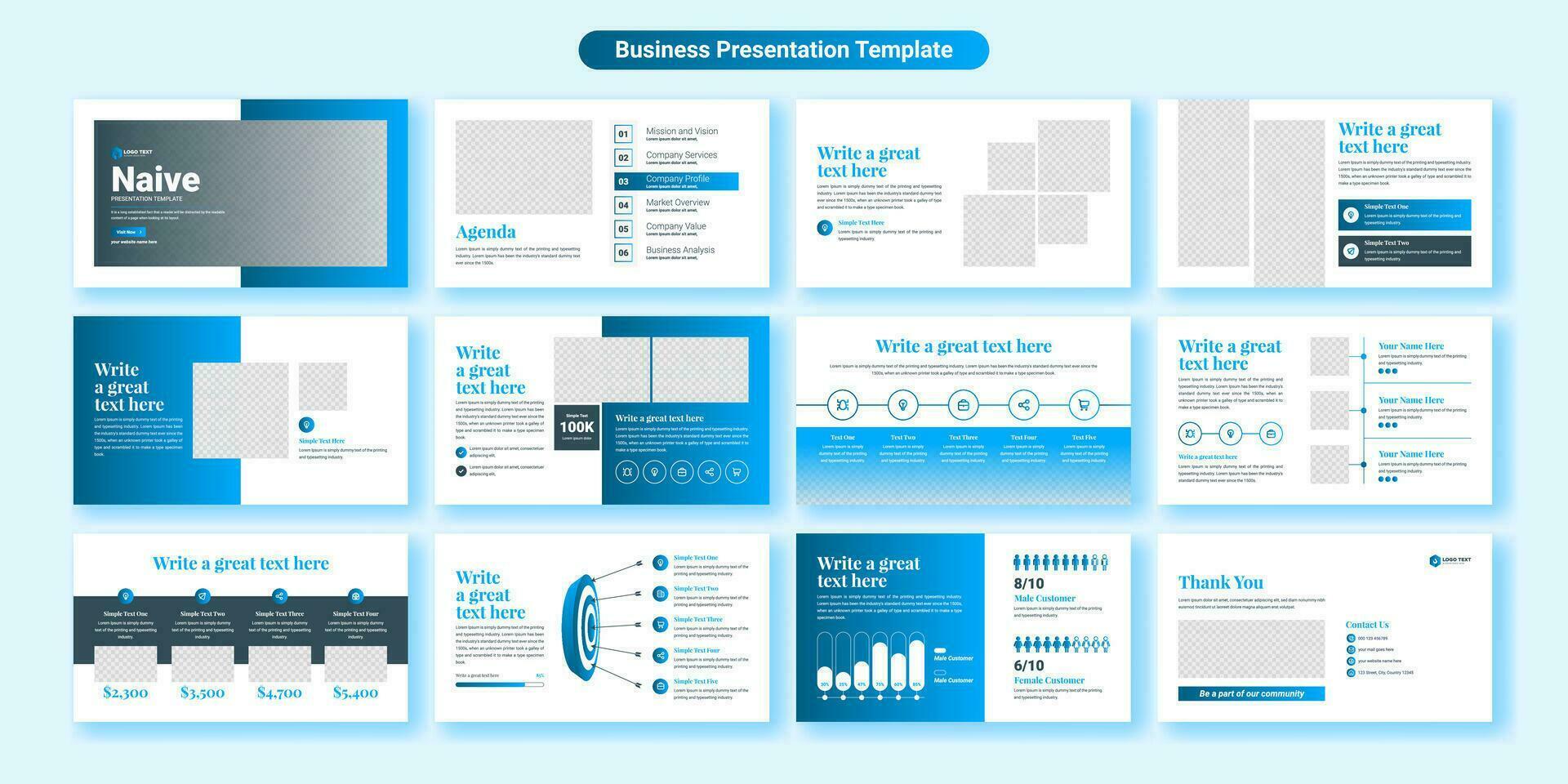 Creative business presentation slides template design. Use for modern presentation background, brochure design, website slider, landing page, annual report, company profile vector