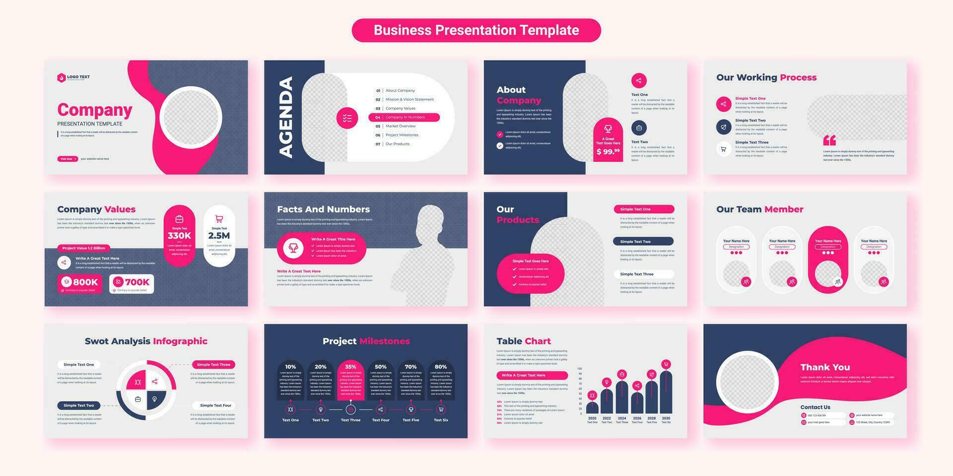 Creative business presentation slides template design. Use for modern presentation background, brochure design, website slider, landing page, annual report, company profile vector