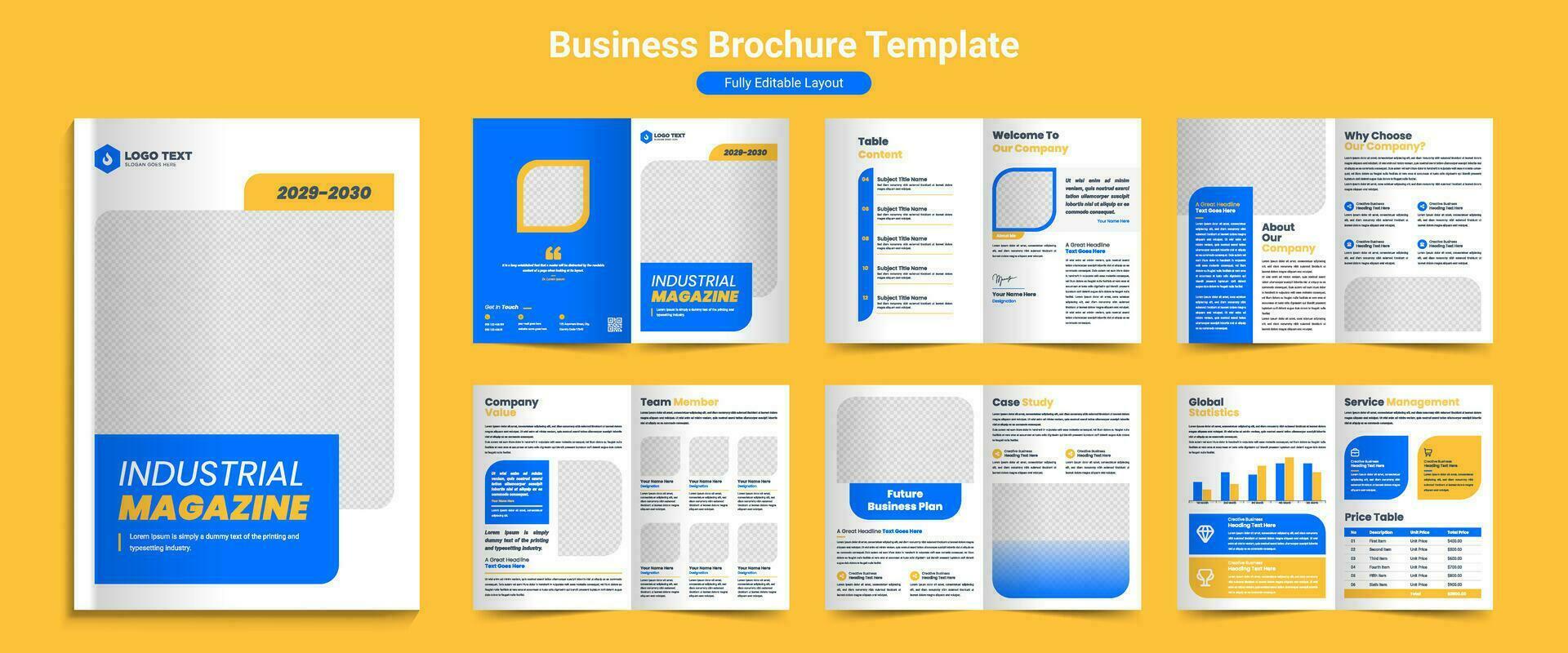 Industrial company magazine business profile brochure layout template design vector