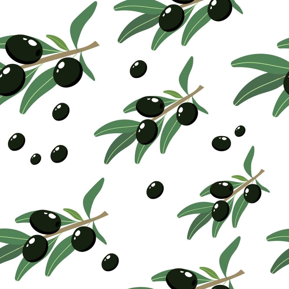 Olive seamless pattern. line drawing vector