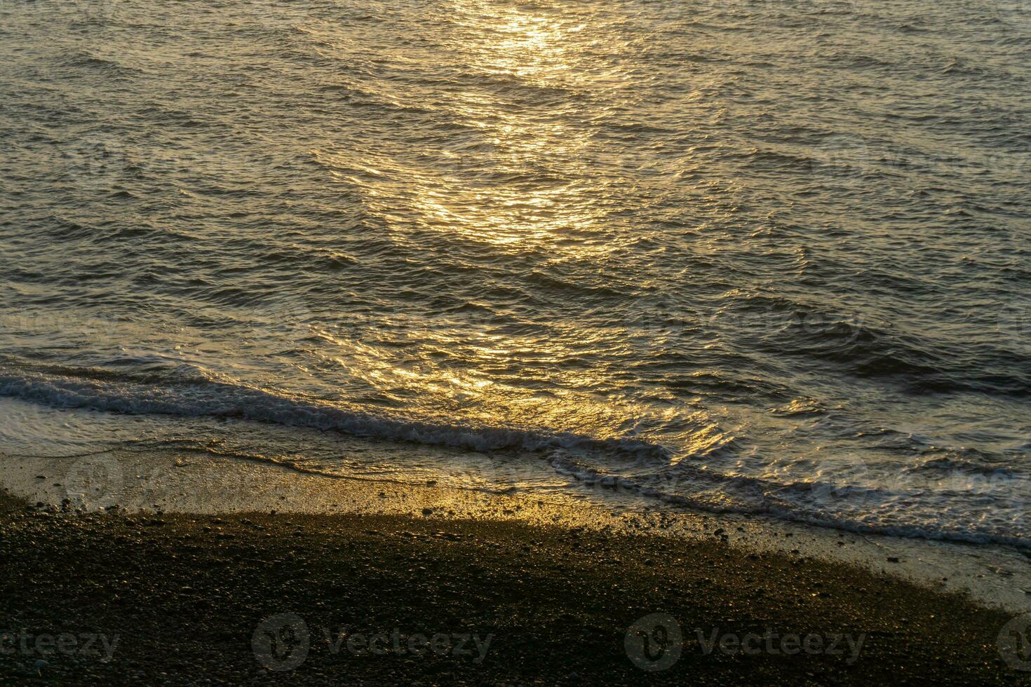 Sunset on the beach in the evening, closeup of photo