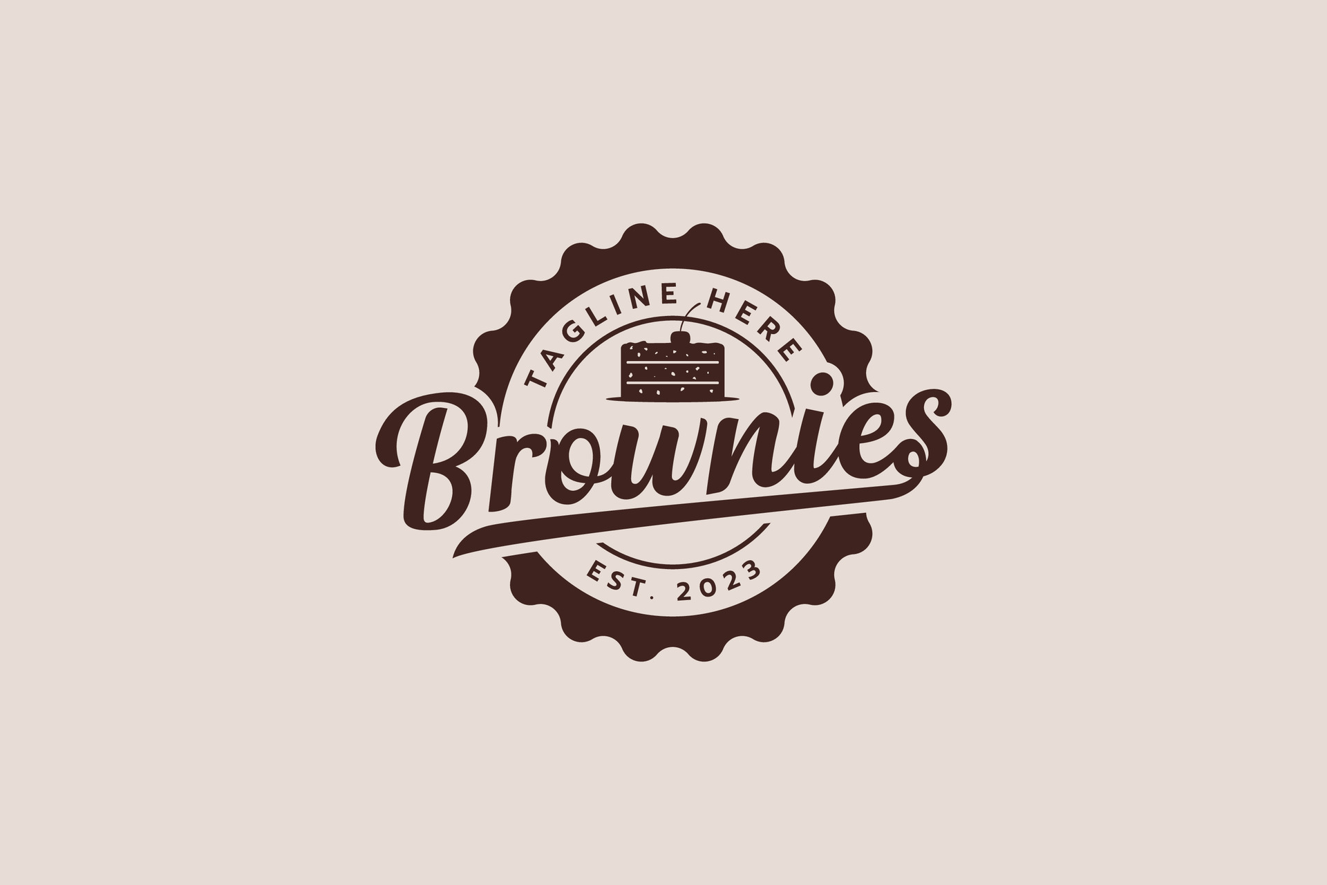 Brownies logo con un combinación de Brownies y hermosa letras en el