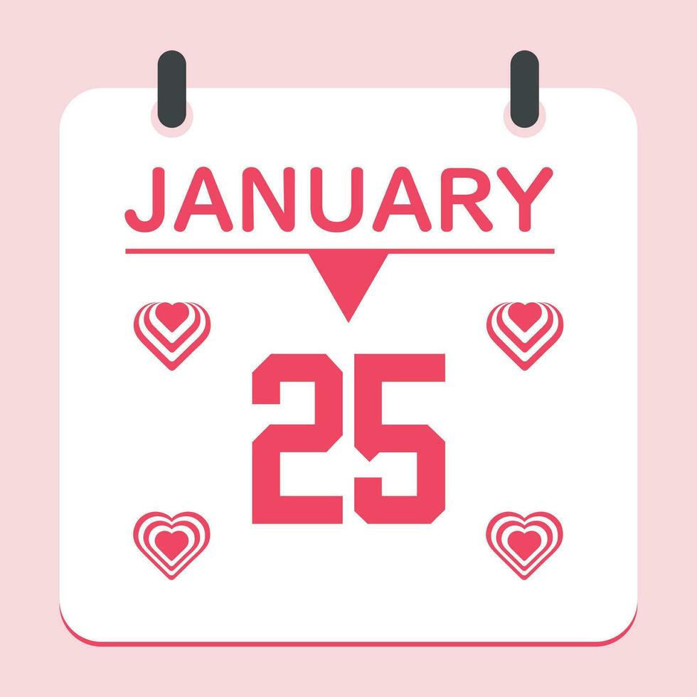 Days 25 of Month January, Daily Calendar icon Design vector