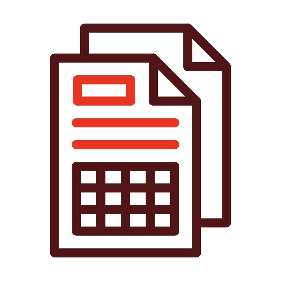 Spreadsheet Vector Thick Line Two Color Icons For Personal And Commercial Use.