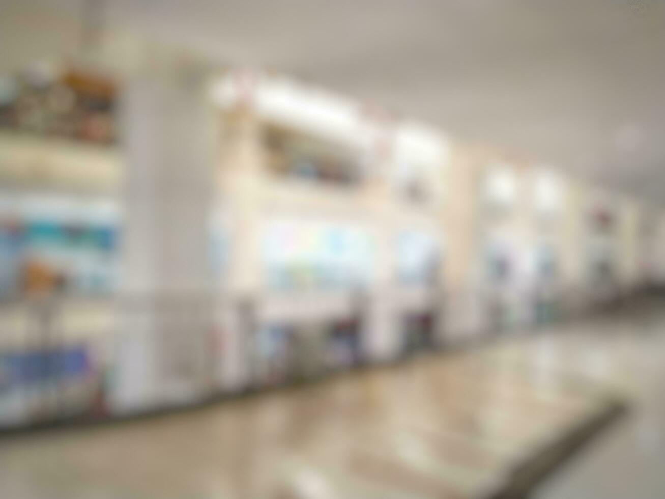 Abstract blur and defocus shopping mall in department store interior for background. Blurred interior background for business and advertisement photo