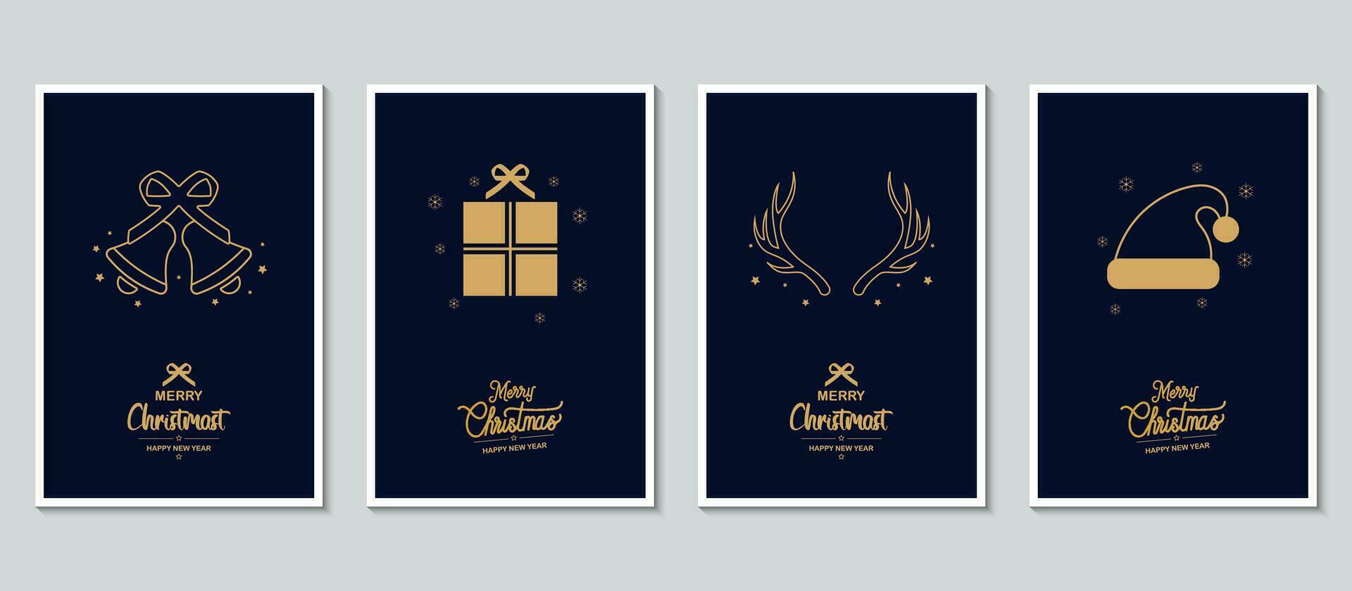 alegre Navidad moderno tarjeta conjunto elementos saludo texto vector