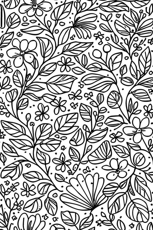 Intricate Hand Drawn Monochrome Flowers Abstract Vector Illustration