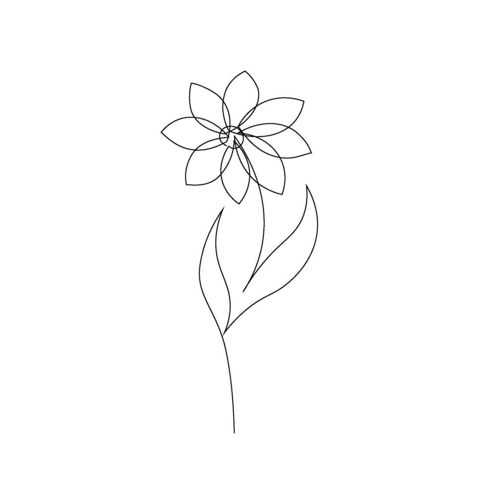 Simple One Line Flower Art vector