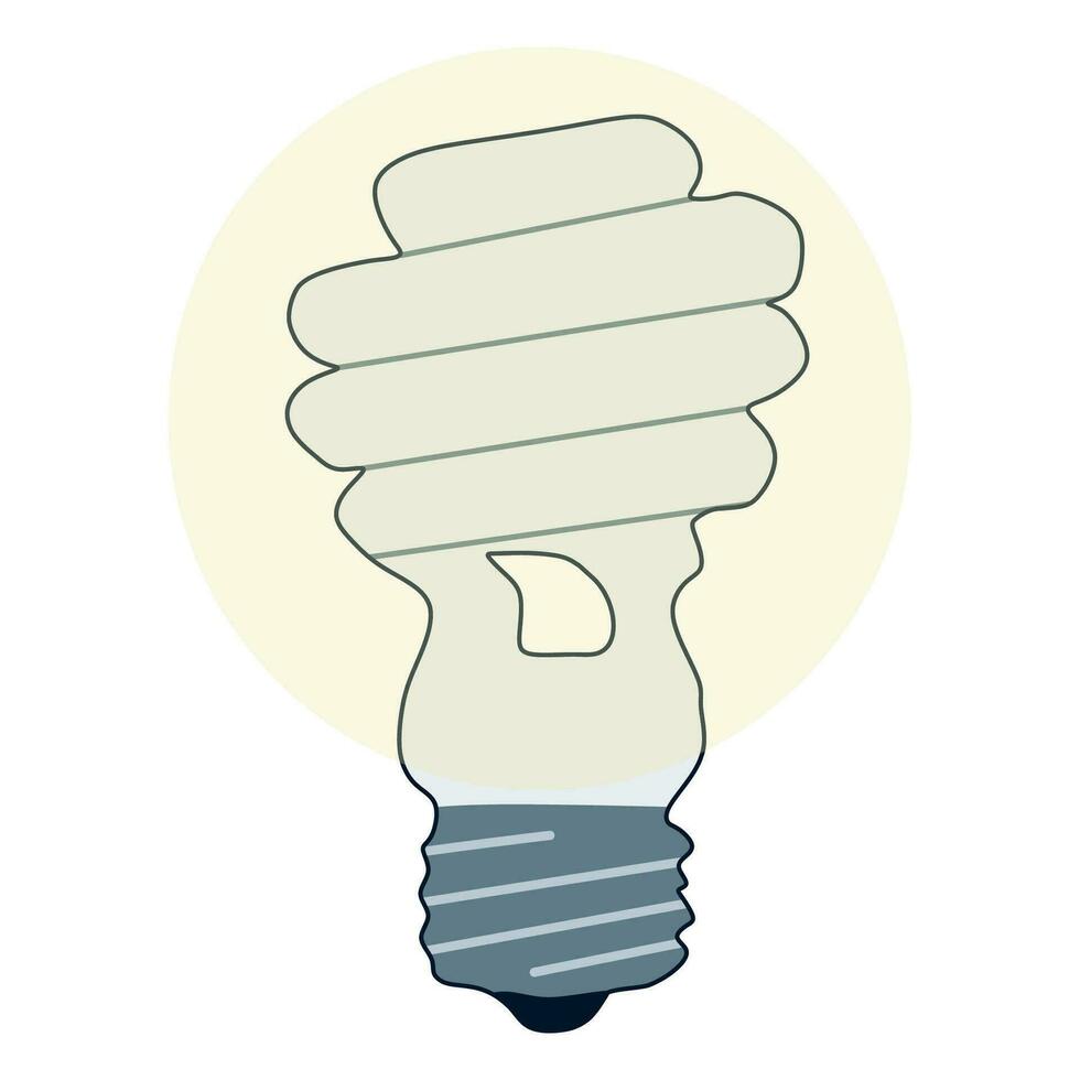 Energy saving. Turned on Light Bulb Icon. Flat style cartoon illustration isolated on white. Hand drawn Technology concept. Design art for web, Poster, Mobile app design. vector