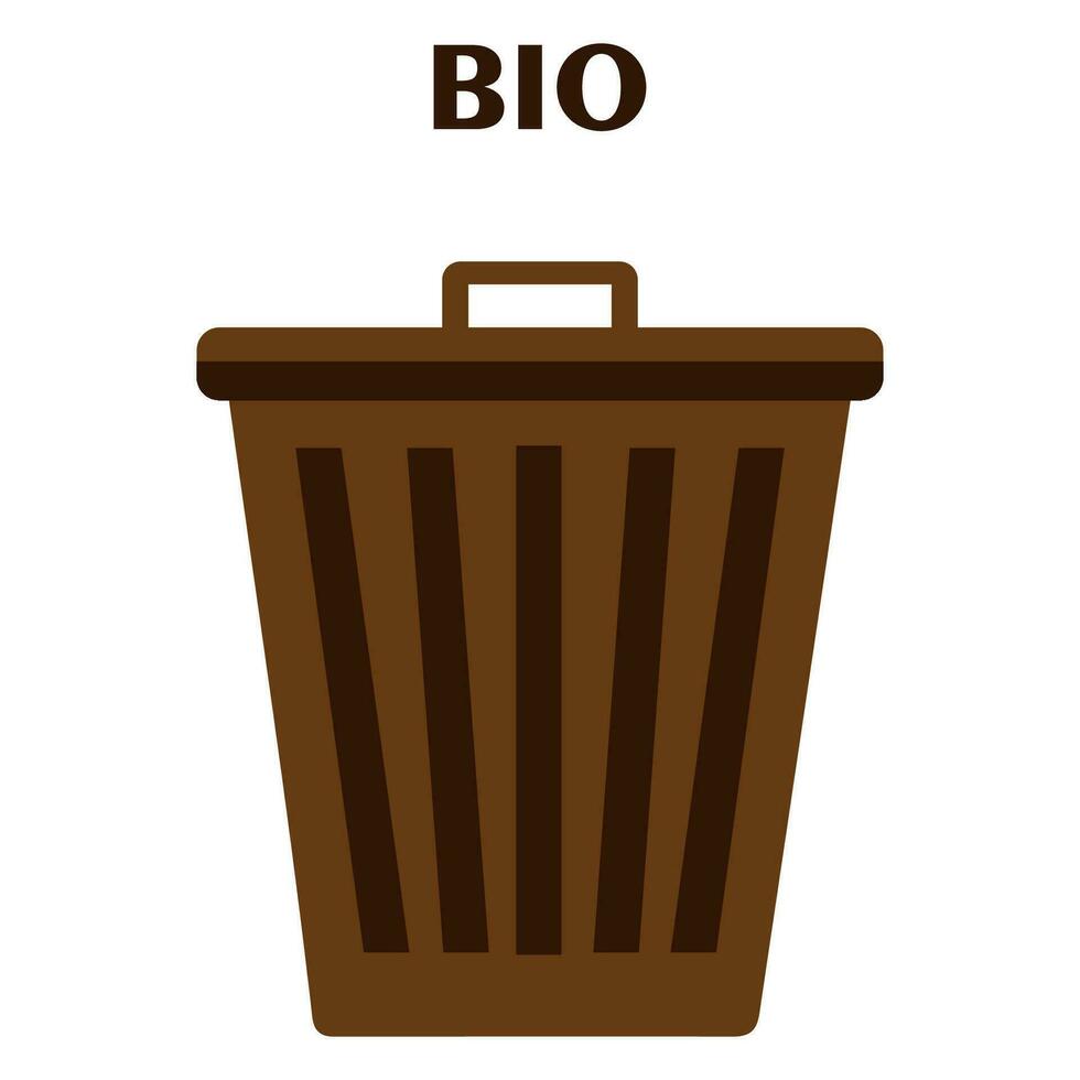 marrón reciclar basura lata icono. dibujos animados plano ilustración de marrón vector ilustración para web aislado en blanco. residuos reciclaje. ambiental proteccion. vector ilustración aislado en blanco