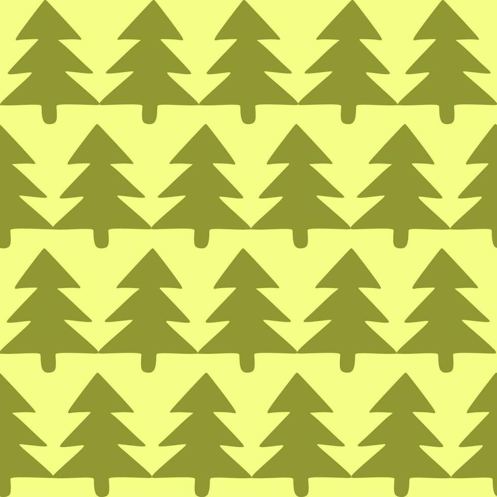 Geometry Christmas tree seamless pattern. Fir tree colorful background for Wrapping paper, Banner, Postcard, Wallpaper. Flat style cartoon vector illustration, Holiday and New year template.