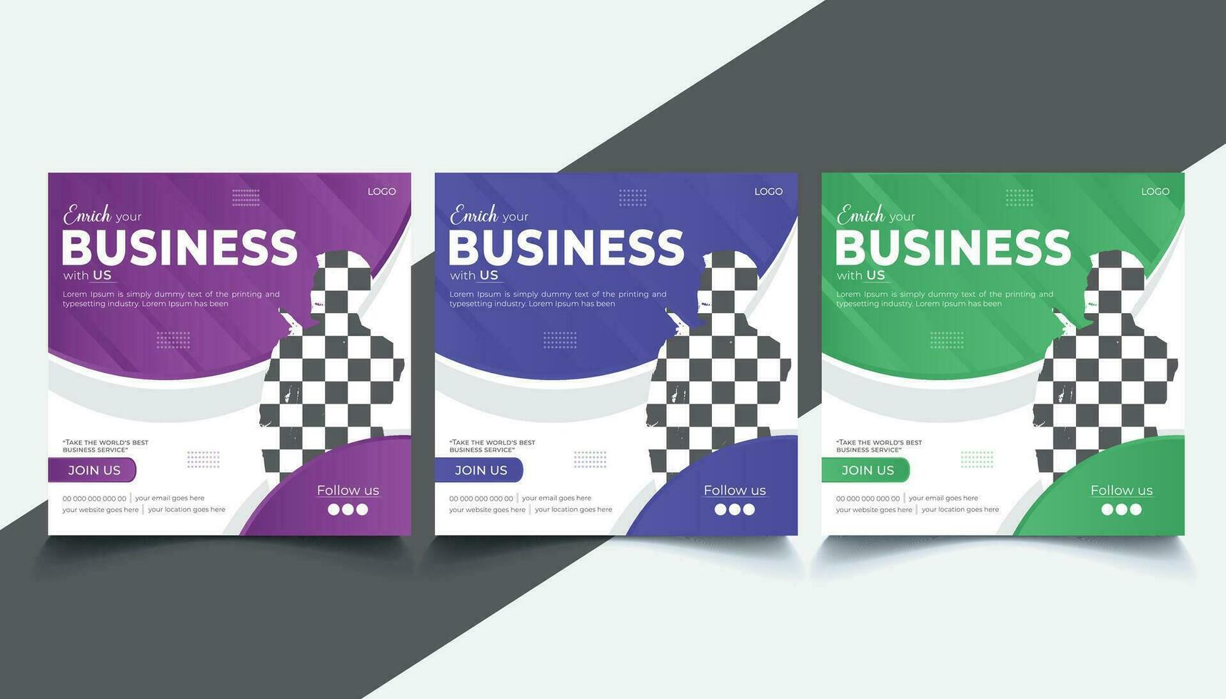 Set of editable modern social media  corporate business post design vector