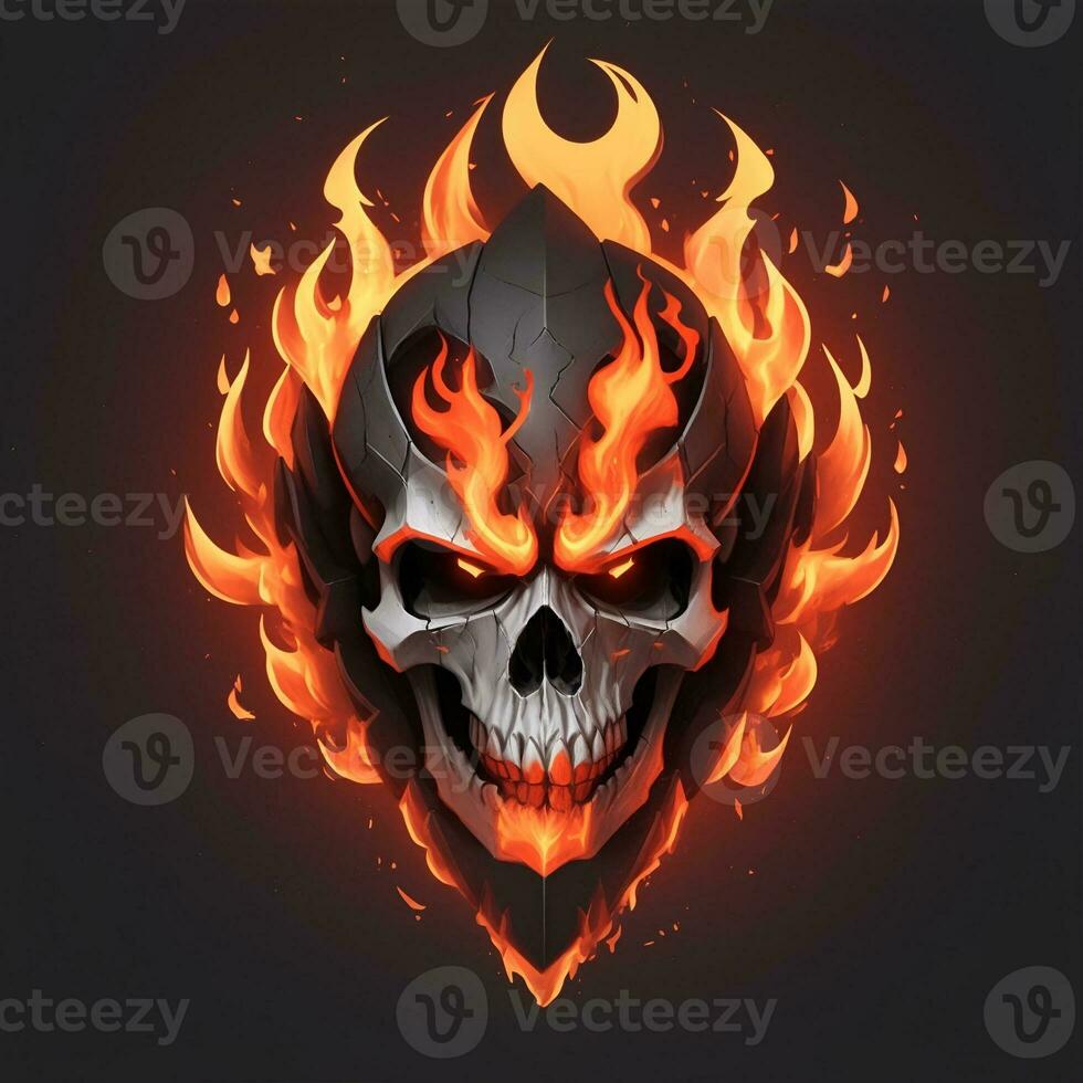 head skull fire mascot and esport gaming logo, AI generated photo