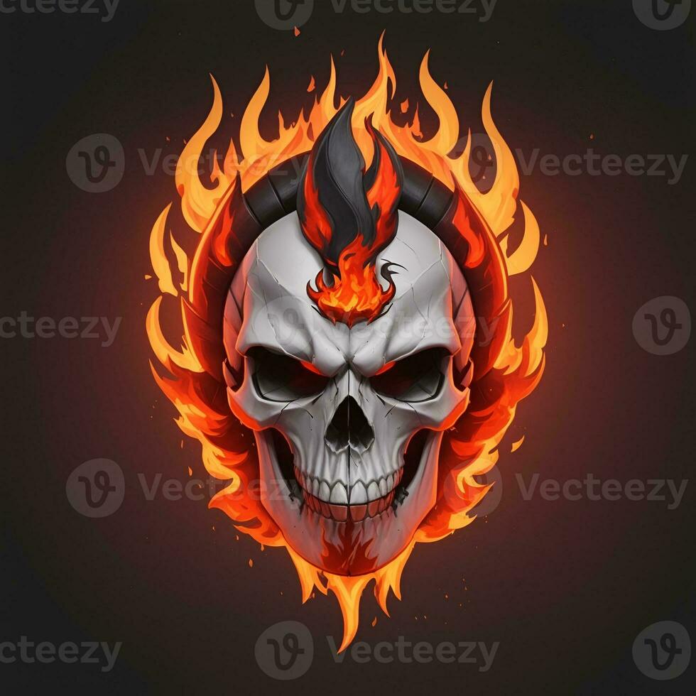 head skull fire mascot and esport gaming logo, AI generated photo