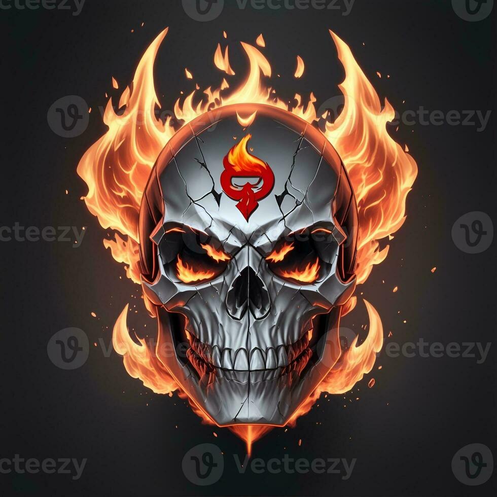 head skull fire mascot and esport gaming logo, AI generated photo