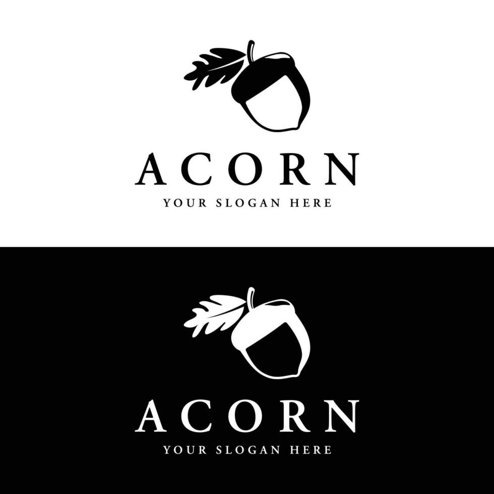 Acorn logo template design with branching vintage oak leaves.Logo for forest, business, vector. vector