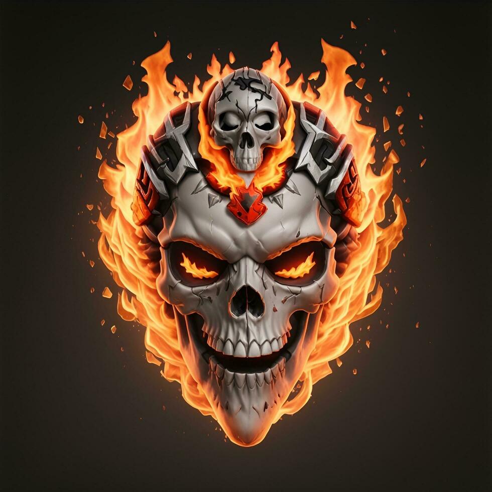 head skull fire mascot and esport gaming logo, AI generated photo