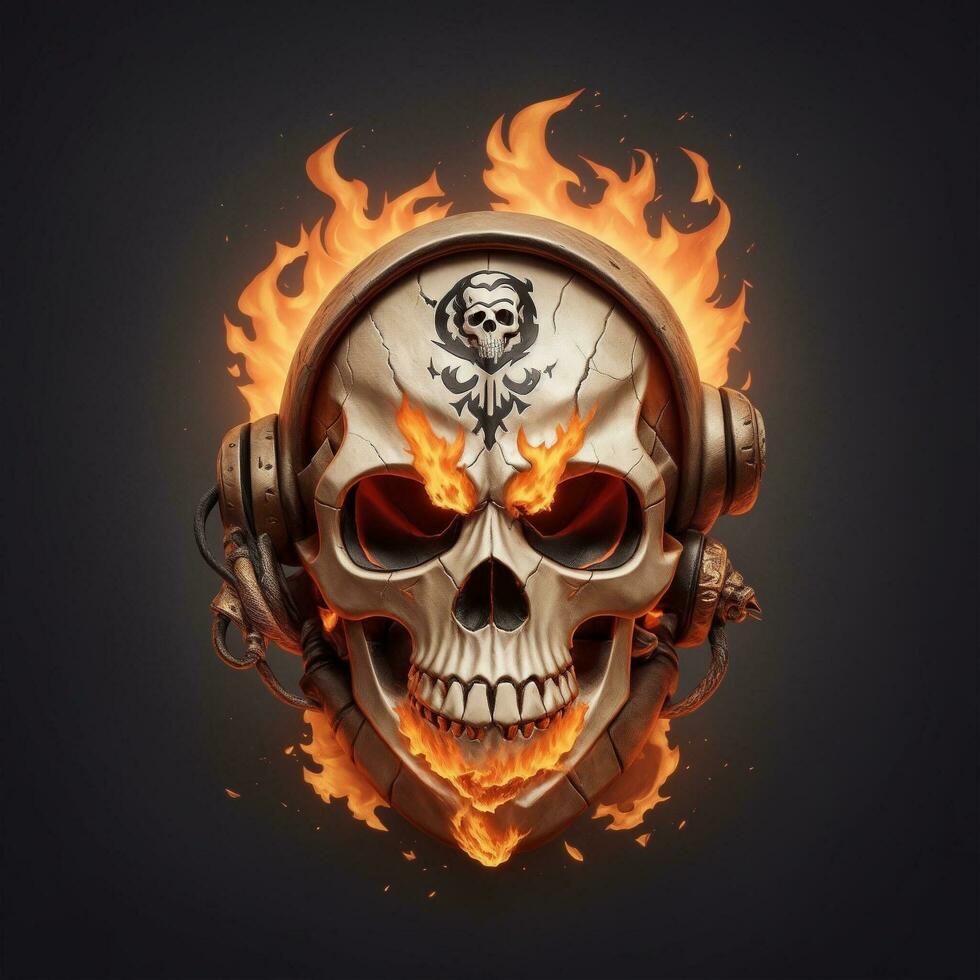 head skull fire mascot and esport gaming logo, AI generated photo