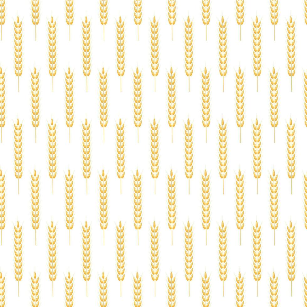 Vector seamless background with wheat crops, yellow ears, for decoration of natural food store, organic market, bakery, environmental company, garden, agriculture, forest. Vector illustration