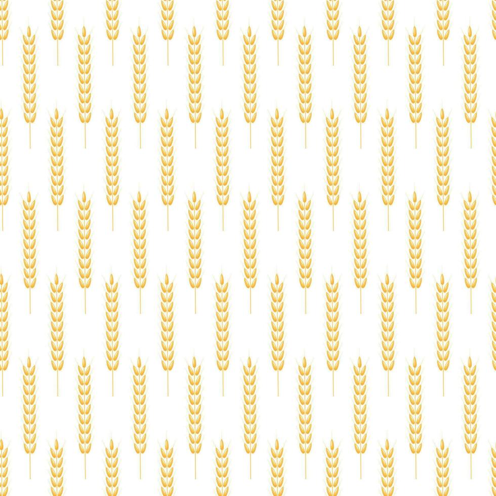 Vector seamless background with wheat crops, yellow ears, for decoration of natural food store, organic market, bakery, environmental company, garden, agriculture, forest. Vector illustration