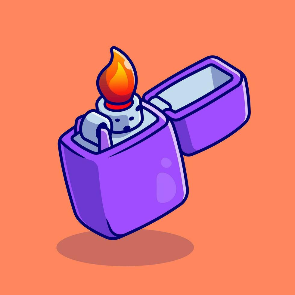 Gas Lighter Cartoon Vector Icon Illustration. Symbol Object Icon Concept Isolated Premium Vector. Flat Cartoon Style