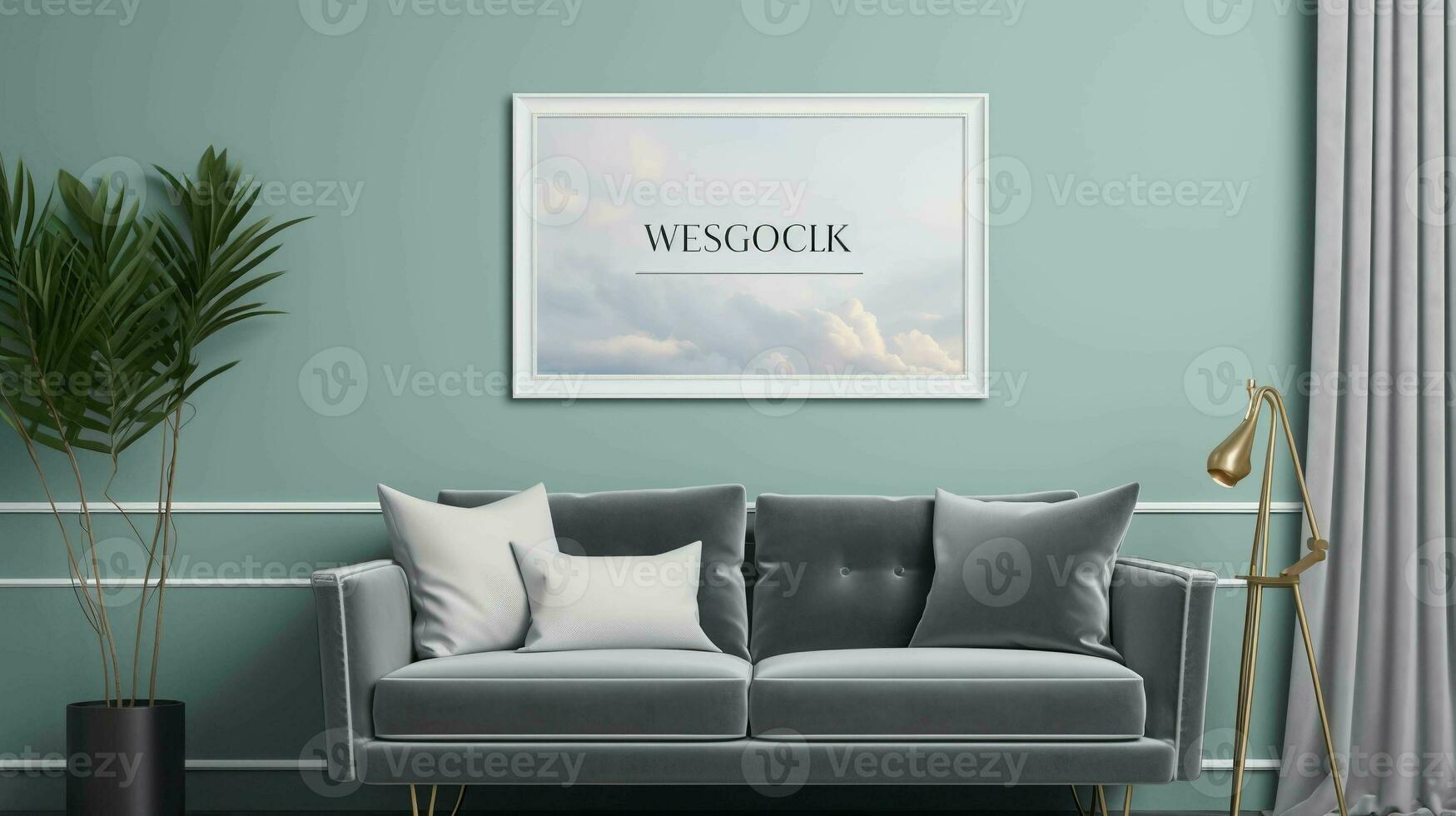 A Beautiful Canvas Frame 3D Mockup in Modern Living Room photo