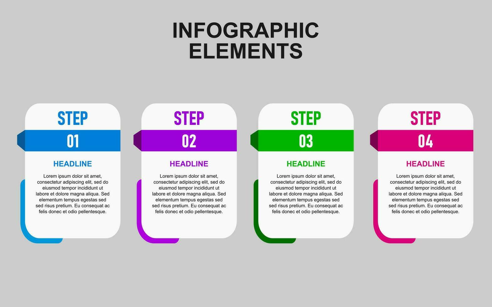 infografía modelo con 4 4 vistoso pasos para presentaciones, negocio y carteles vector