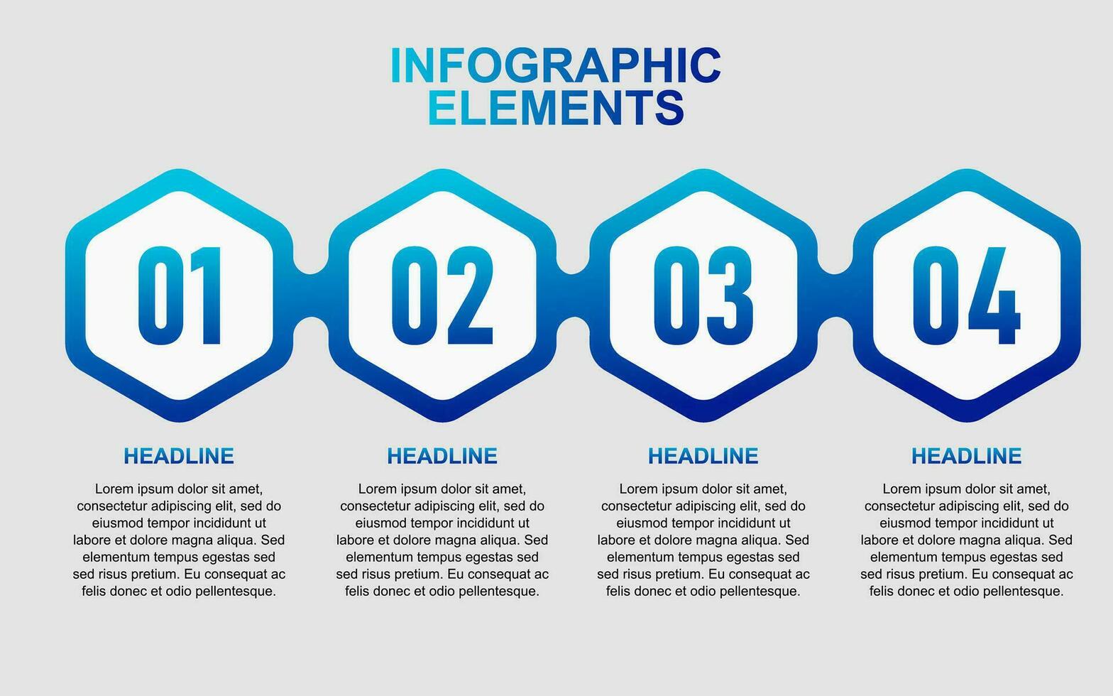 infographic template with 4 steps in blue for presentations, business and posters. vector