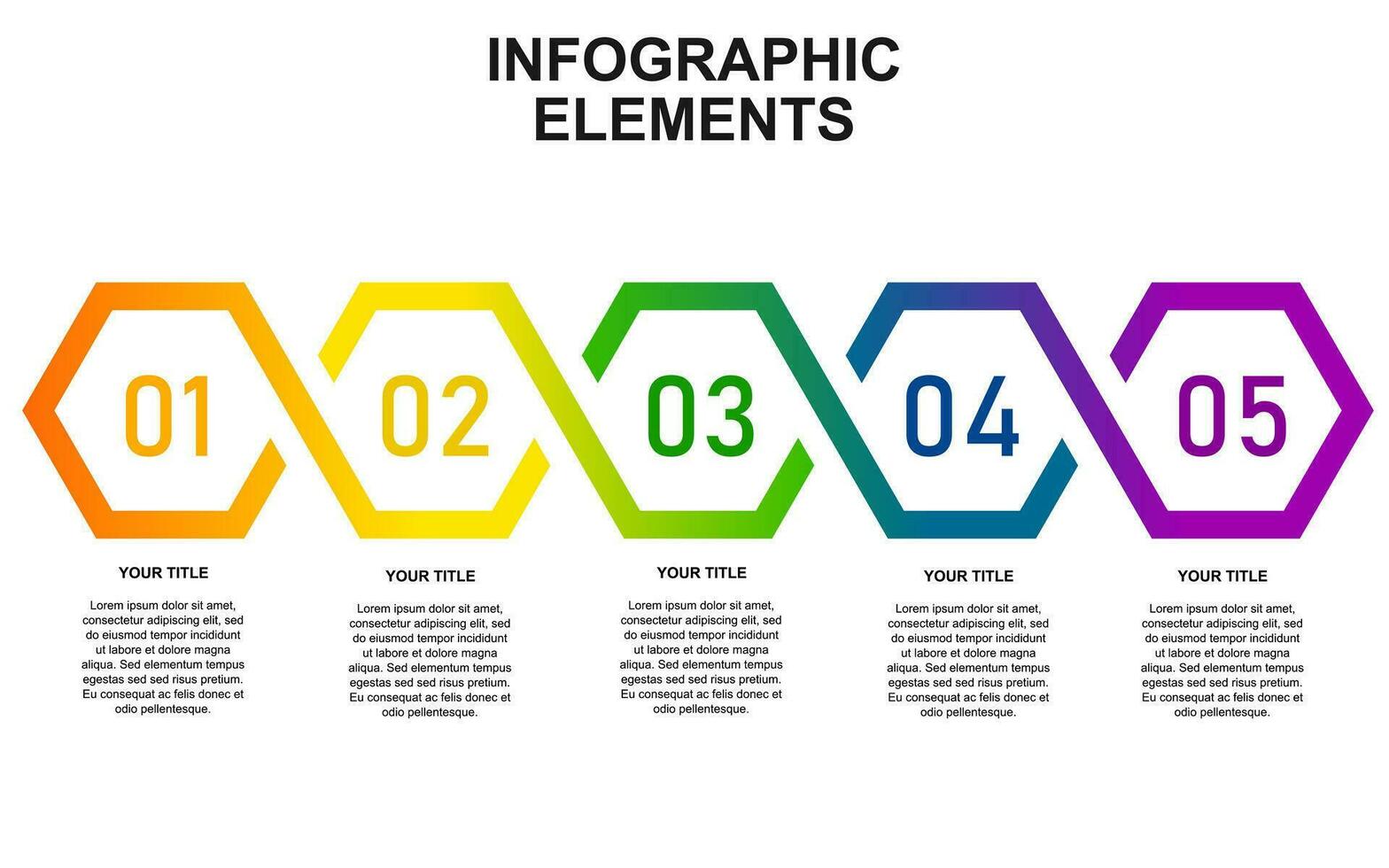 infographic template with 5 steps in blue for presentations, business and posters. vector