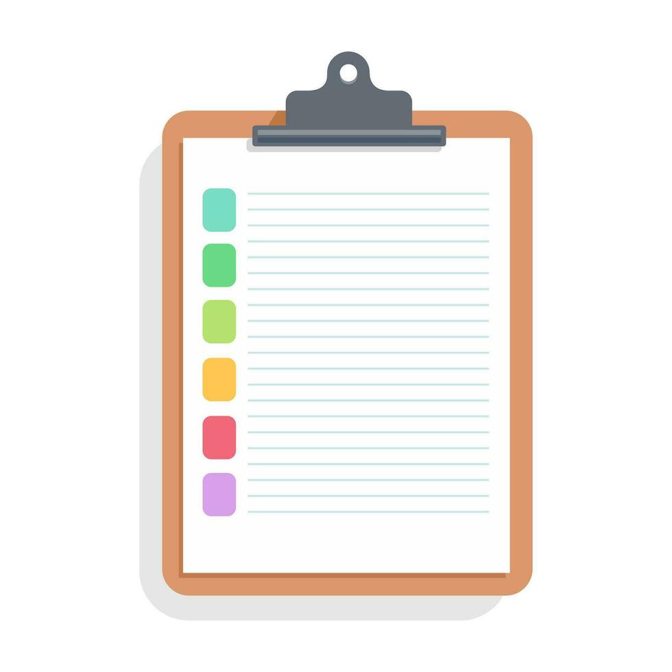 Tablet folder with colored squares. Flat design. Vector illustration.