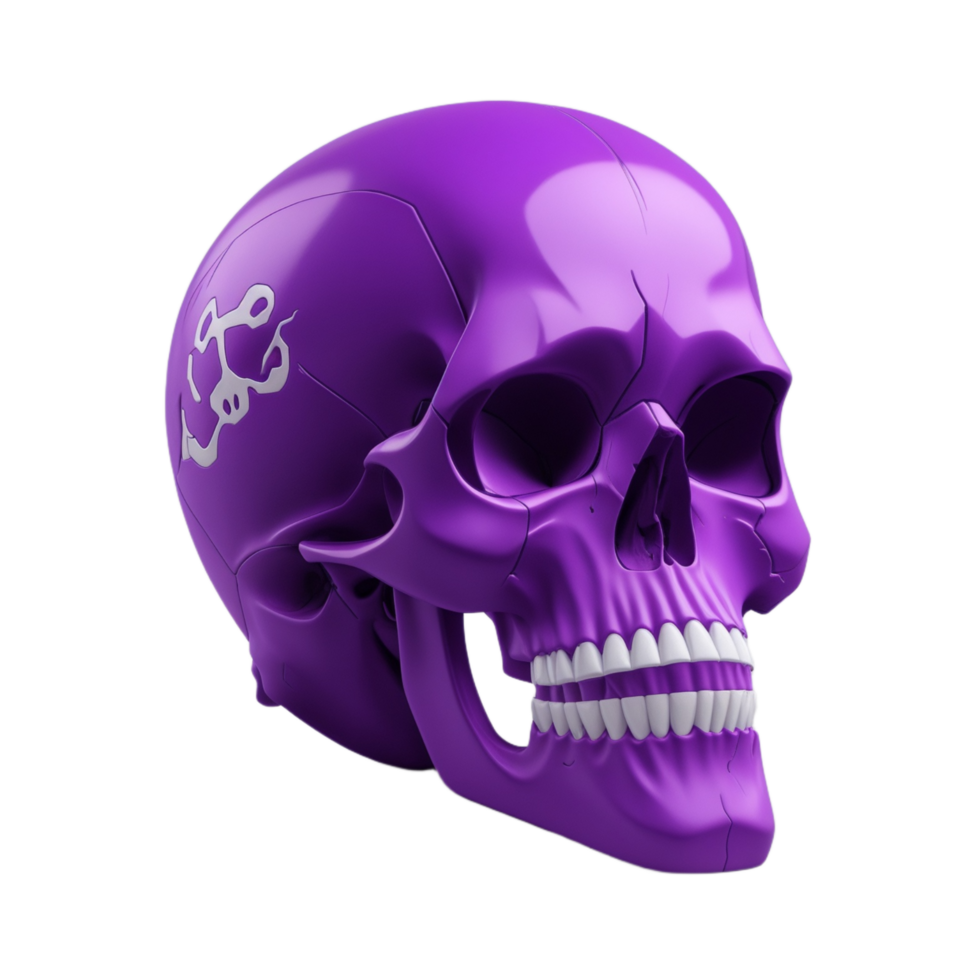 Purple Skull 3D PNG Image Transparent Background Ai Generative