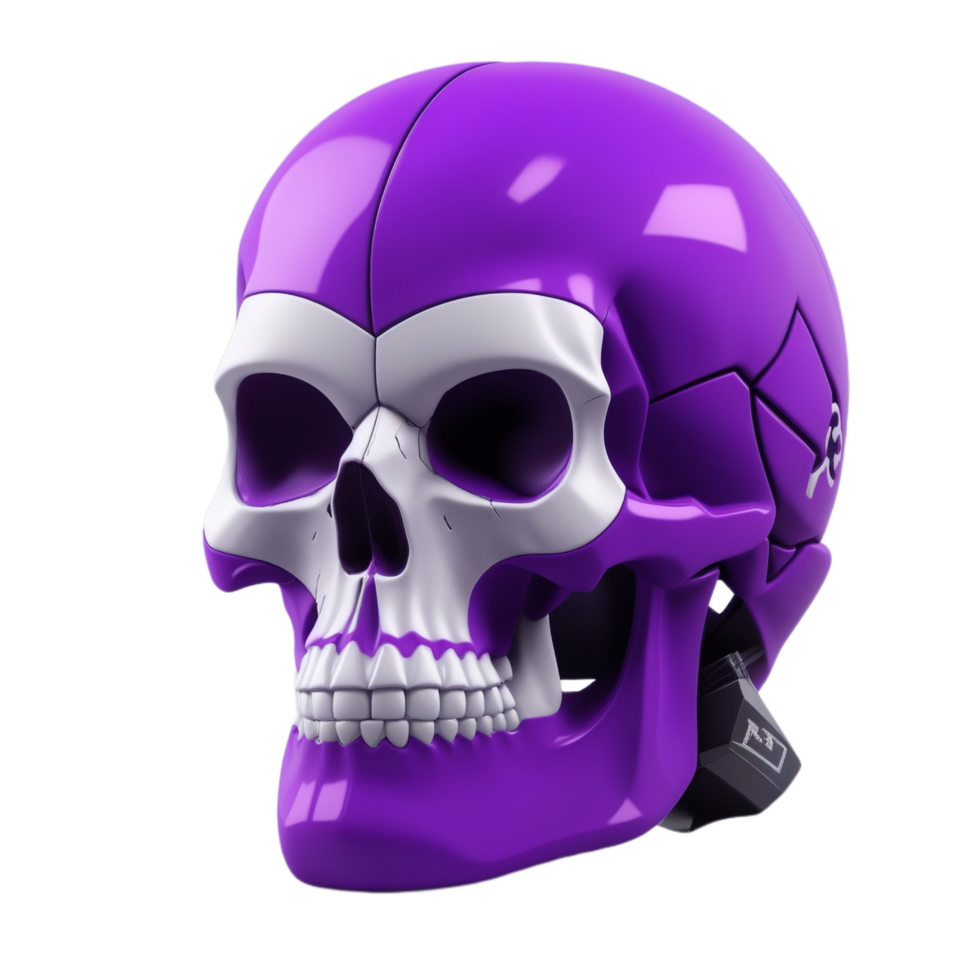 Purple Skull 3D PNG Image Transparent Background Ai Generative