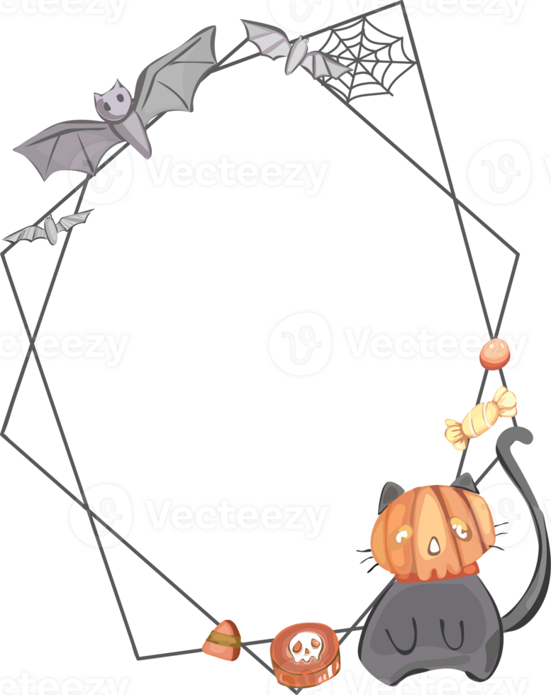 Halloween scary frame on transparent background. png