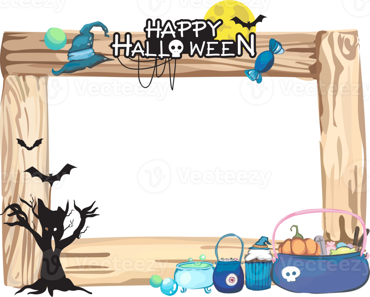 Halloween scary frame on transparent background. png