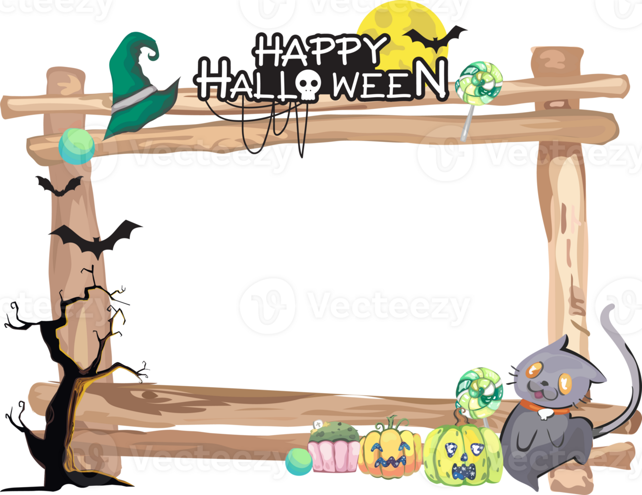 Halloween scary frame on transparent background. png