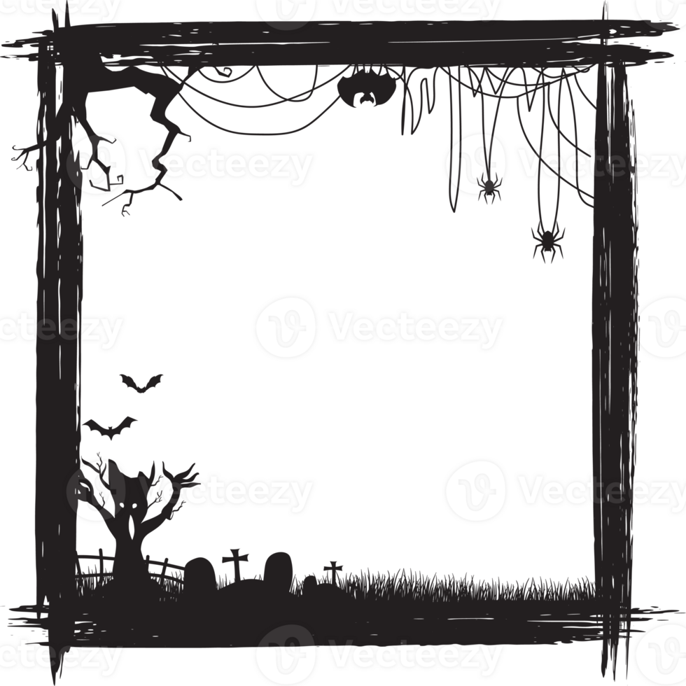 Halloween scary frame on transparent background. png