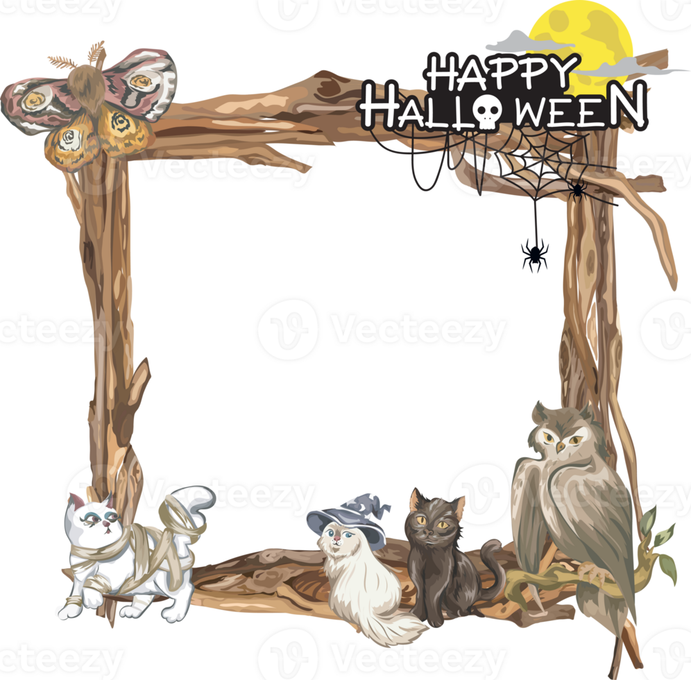 Halloween frame with wooden. png