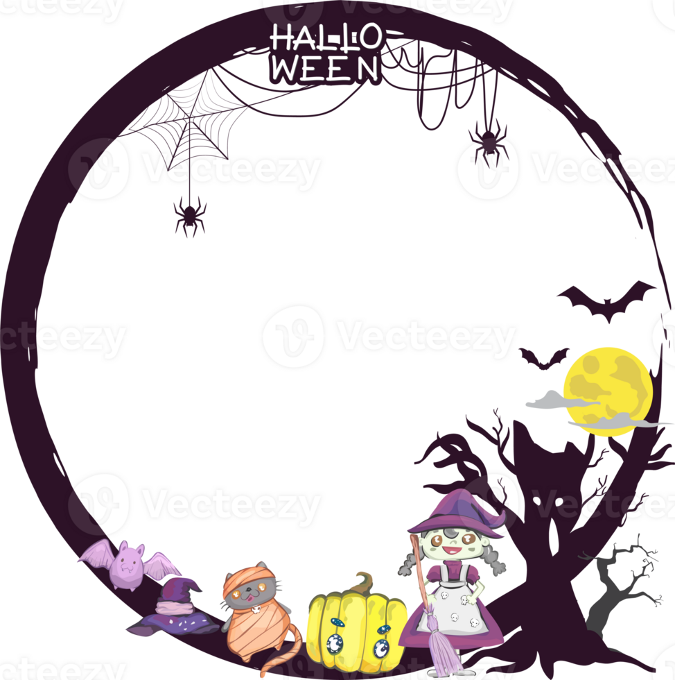Halloween scary frame on transparent background. png