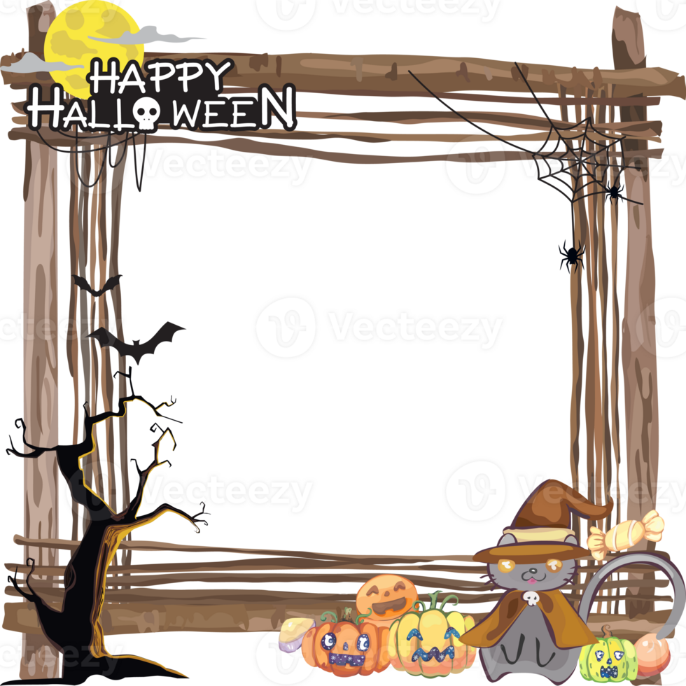 Halloween scary frame on transparent background. png