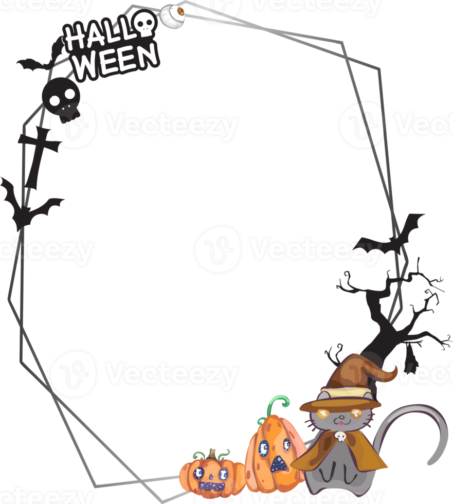 Halloween scary frame on transparent background. png