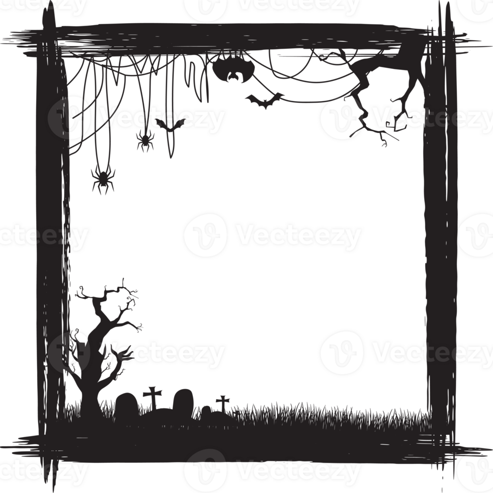 Halloween scary frame on transparent background. png