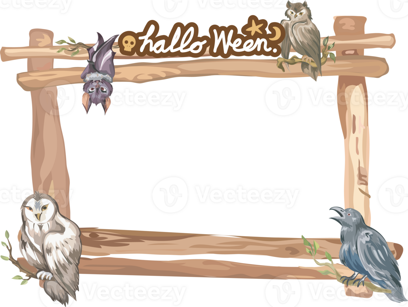 Halloween frame with wooden. png