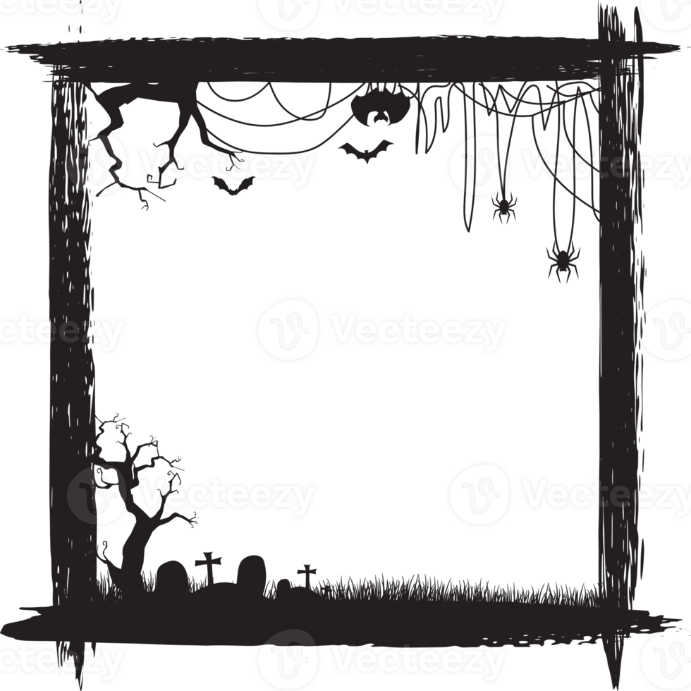 Silhouettes halloween scary frame. png