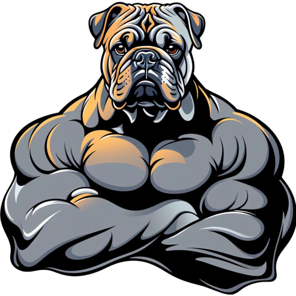 Strong bulldog with big muscles. AI Generative 32067534 PNG