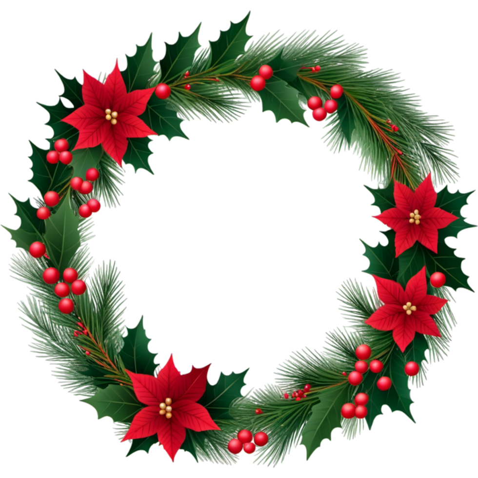 Christmas wreath illustration. AI Generative png