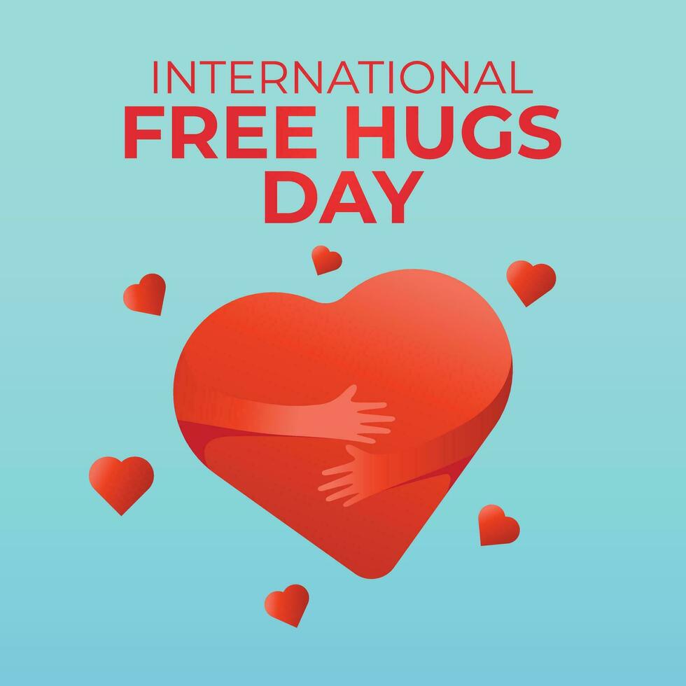 International Free Hugs Day design template good for celebration usage. hugs design template. heart vector illustration. vector eps 10. flat design.