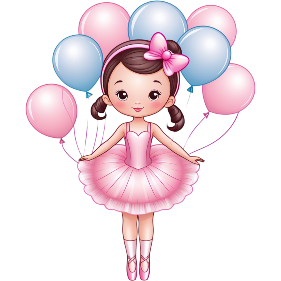 Princess ballerina with pink balloon. AI Generative png