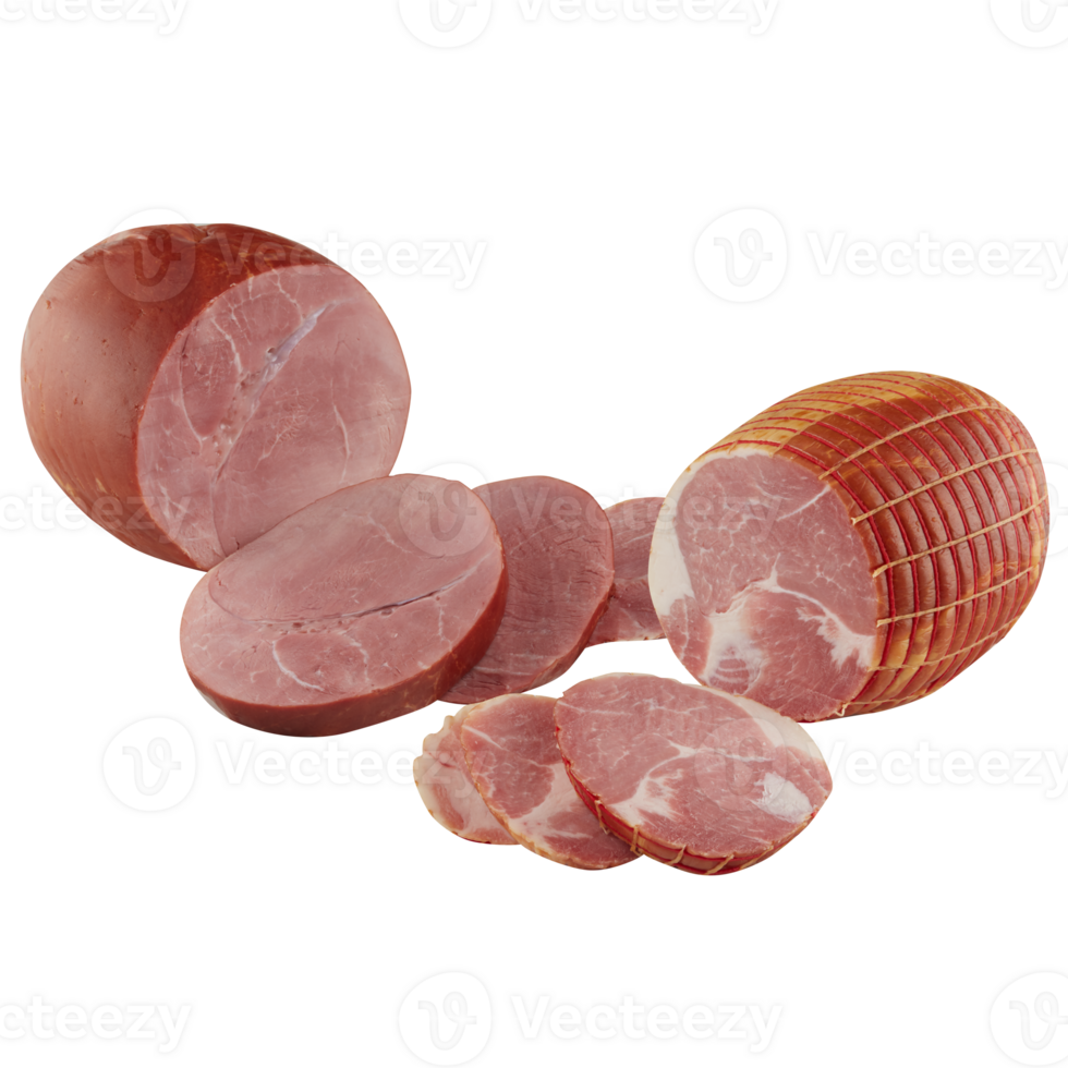 Freshly Sliced. boligna Ham cut out isolated transparent background png