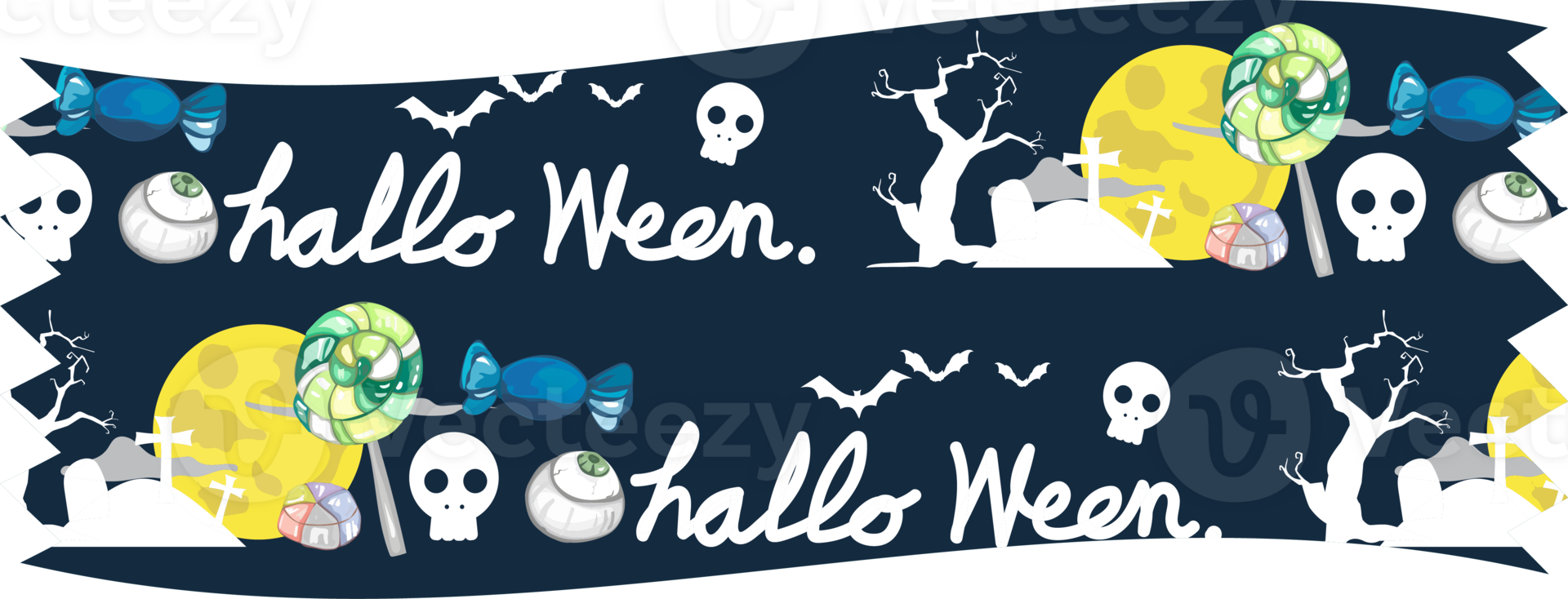 Halloween washi tape on transparent background. png