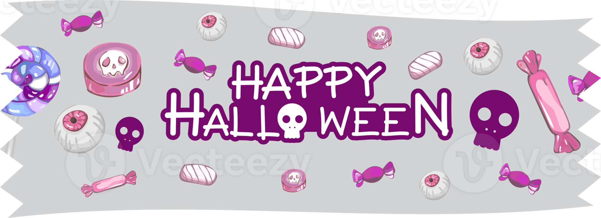 Halloween washi tape on transparent background. png